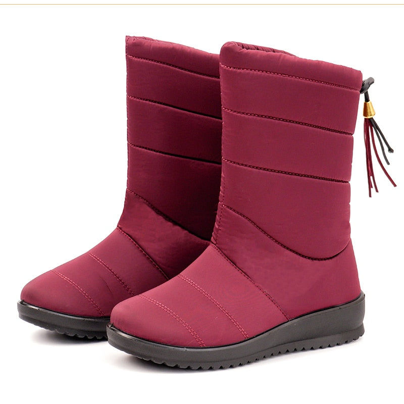 Fashion Women Boots Tassel Winter Boots Female Down Snow Boots Shoes Woman Mid Calf Botas Mujer Warm Winter Shoes Plus Size 44 - TIKIJTRONICS # 0