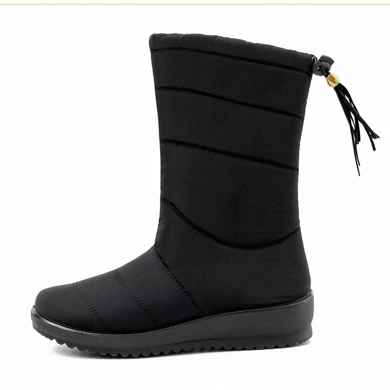 Fashion Women Boots Tassel Winter Boots Female Down Snow Boots Shoes Woman Mid Calf Botas Mujer Warm Winter Shoes Plus Size 44 - TIKIJTRONICS # 0