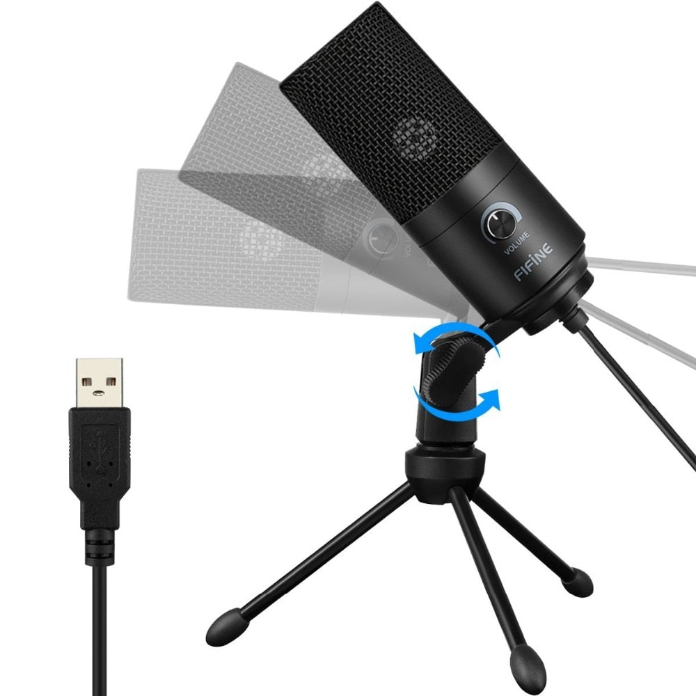 Fifine Metal USB Condenser Recording Microphone For Laptop  Windows Cardioid Studio Recording Vocals  Voice Over,Video-K669 - Premium 0 from TIKIJTRONICS - Just $27.99! Shop now at TIKIJTRONICS