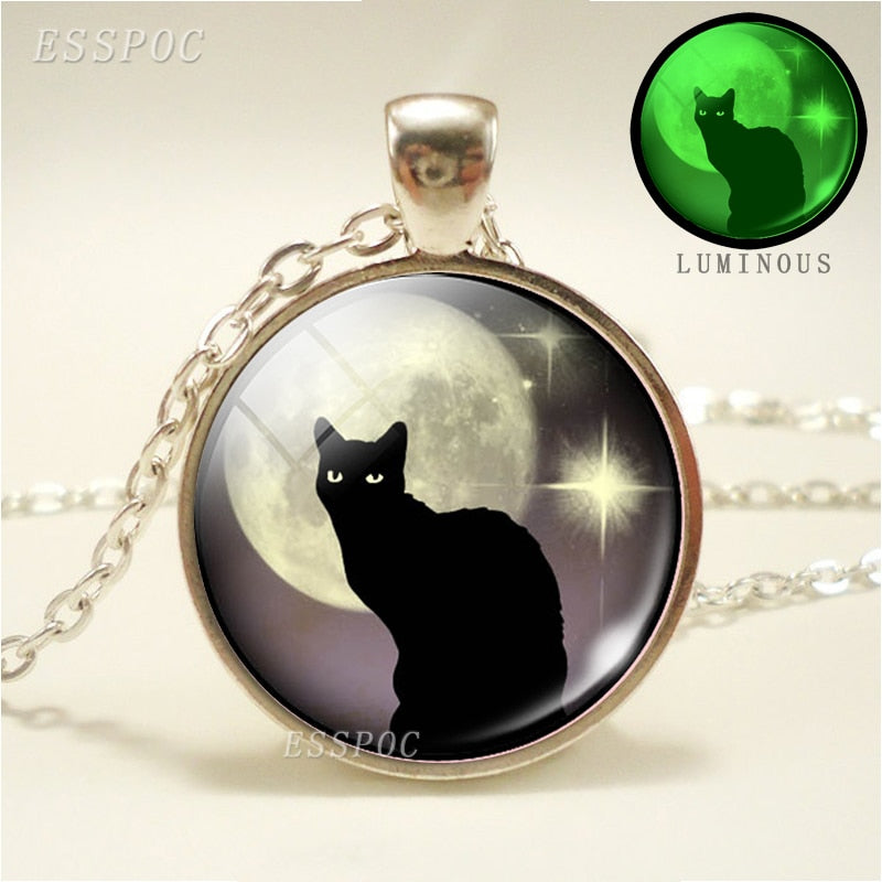 Full Moon and Black Cat Glass Cabochon Pendant Necklace Glow In The Dark Luminous Necklace Fashion Accessories Gift for Women - TIKIJTRONICS 0 SPECIFICATIONSStyle: ClassicShape\pattern: RoundPendant Size: 2.5cmOrigin: Mainland ChinaOccasion: PartyNecklace Type: Chains NecklacesModel Number: YXYMetals Type: Zinc alloyMaterial: MetalItem Type: NecklacesGender: UnisexFine or Fashion: FashionCompatibility: iosChain Type: Link ChainBrand Name: ESSPOC TIKIJTRONICS  (Store description)