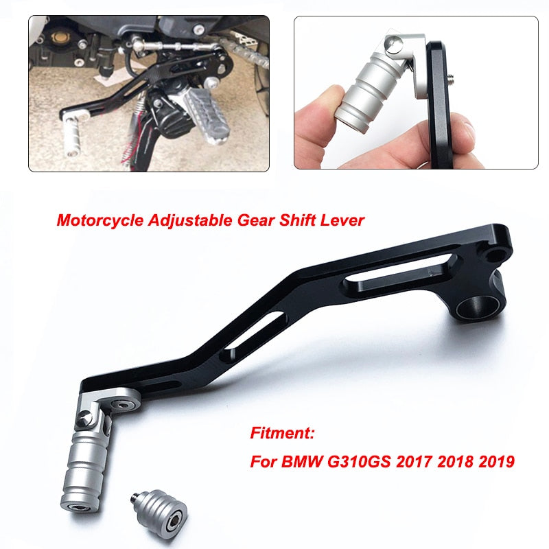 G310GS Gear Shift Lever Shifter Pedal For BMW G310 GS 2017 2018 2019 Motorcycle Adjustable Folding Gear Shifter Pedal Lever - TIKIJTRONICS 0 SPECIFICATIONSOrigin: Mainland ChinaMotobike Make: BMWModel Name: G310GS Adjustable Gear Shifter LeverMaterial Type: 6061-T6 AluminumItem Width: 0inchItem Weight: 0.25kgItem Type: Covers & Ornamental MouldingsItem Length: 0inchItem Height: 0inchFitment: For BMW G310GS 2017 2018 2019Color: BlackBrand Name: NoEnName_Null TIKIJTRONICS  (Store description)