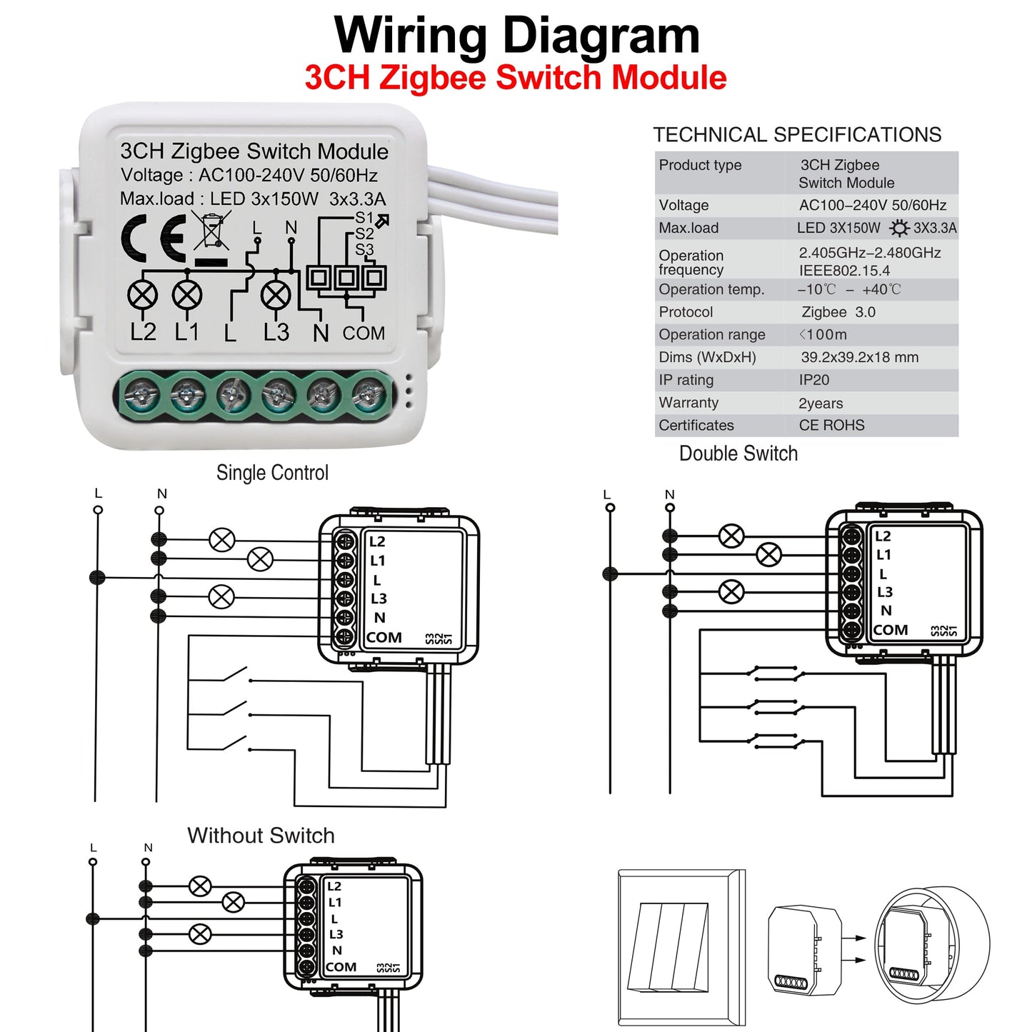 GIRIER Tuya ZigBee 3.0 Switch Module 10A Smart Home DIY Breaker 1 2 3 4 Gang Supports 2 Way Control Works with Alexa Google Home - TIKIJTRONICS # 0