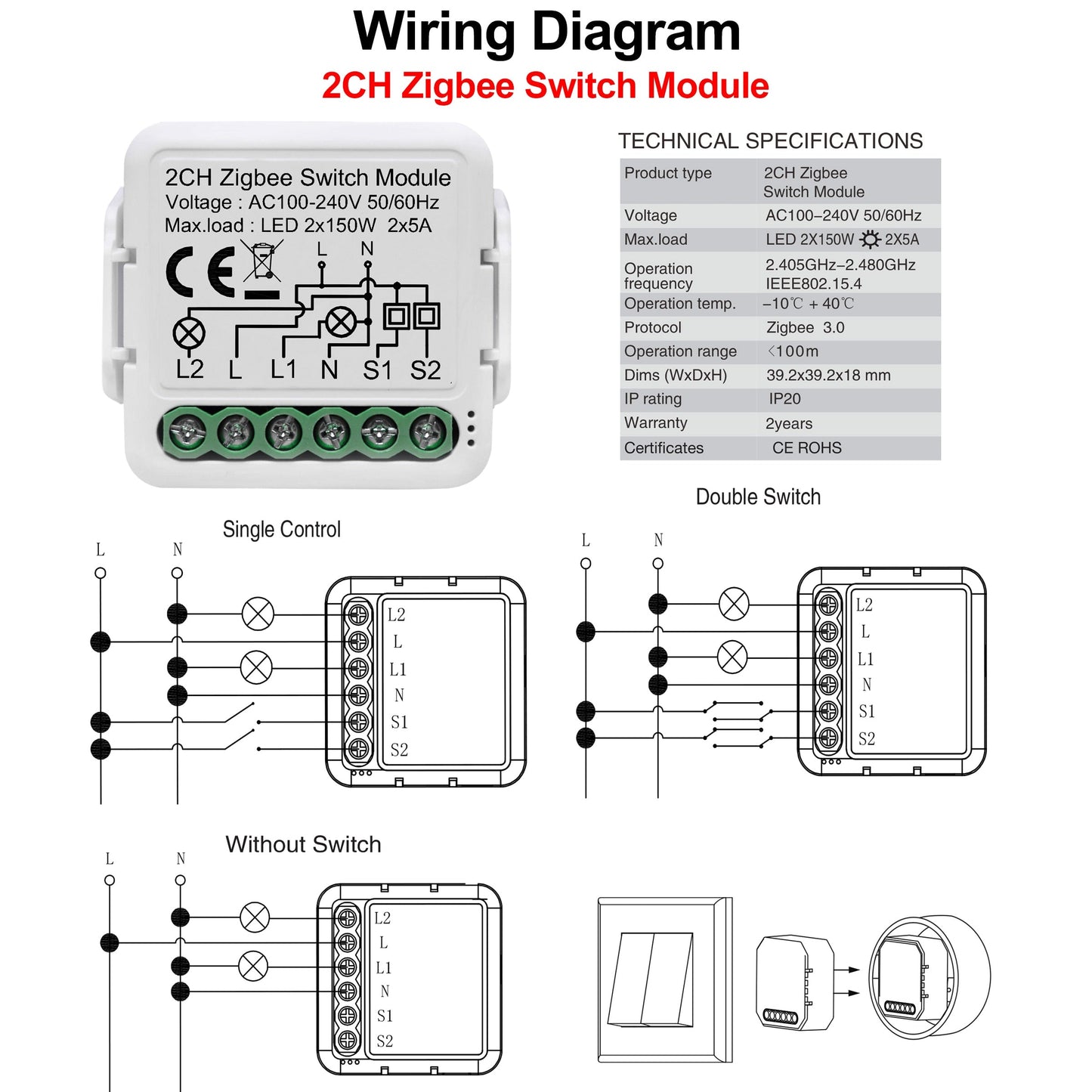 GIRIER Tuya ZigBee 3.0 Switch Module 10A Smart Home DIY Breaker 1 2 3 4 Gang Supports 2 Way Control Works with Alexa Google Home - TIKIJTRONICS # 0