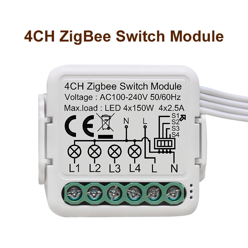 GIRIER Tuya ZigBee 3.0 Switch Module 10A Smart Home DIY Breaker 1 2 3 4 Gang Supports 2 Way Control Works with Alexa Google Home - TIKIJTRONICS # 0