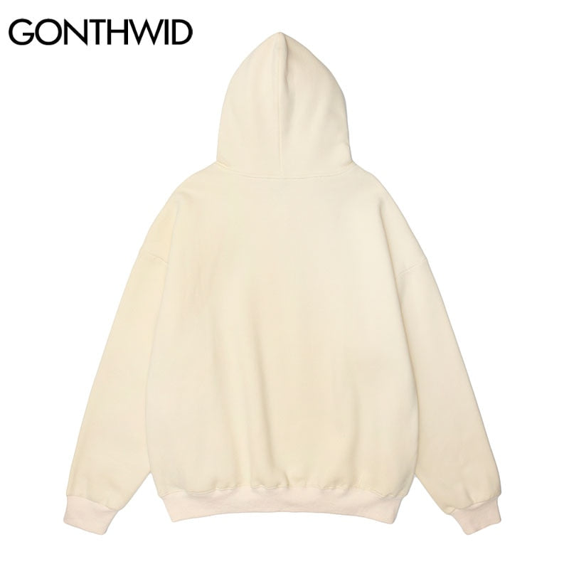 GONTHWID Men Hip Hop Hoodie Sweatshirt Streetwear Funny Bear Print Hooded Harajuku Winter Cotton Fleece Pullover Khaki Black - TIKIJTRONICS # 0