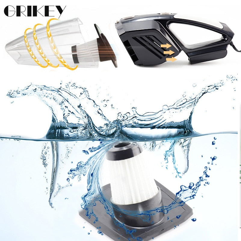 GRIKEY 2 in 1 12V Vacuum Cleaner Dry Wet 5000Pa Strong Power Car Vacuum Cleaner With LED   Lights Aspirador Coche - TIKIJTRONICS 0 SPECIFICATIONSSpecial Features: LED LightingOrigin: Mainland ChinaModel Name: Vacuum CleanerMaterial Type: PlasticItem Width: 5cmItem Weight: 0.88kgItem Type: Vacuum CleanerItem Length: 36cmItem Height: 12cmExternal Testing Certification: ceBrand Name: GRIKEY TIKIJTRONICS  (Store description)