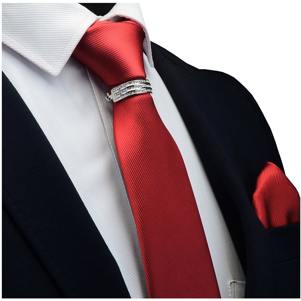 GUSLESON New Designer Solid Plain Men Tie Pocket Square Necktie Clasp Set Red Yellow Green Silk Ties Suit Wedding Business - Premium 0 from TIKIJTRONICS - Just $8.93! Shop now at TIKIJTRONICS