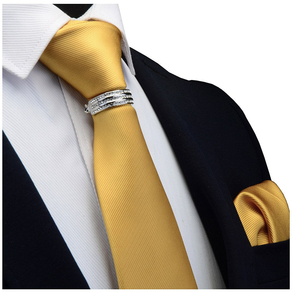 GUSLESON New Designer Solid Plain Men Tie Pocket Square Necktie Clasp Set Red Yellow Green Silk Ties Suit Wedding Business - Premium 0 from TIKIJTRONICS - Just $8.93! Shop now at TIKIJTRONICS