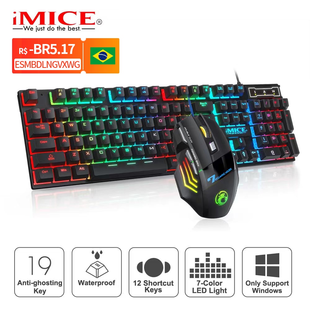 Gaming keyboard Wired Gaming Mouse Kit 104 Keycaps With RGB Backlight Russian keyboard Gamer Ergonomic Mause For PC Laptop - TIKIJTRONICS # 0