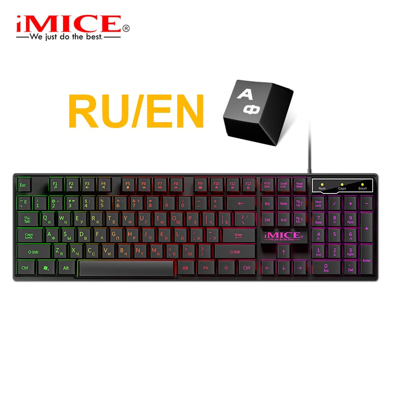 Gaming keyboard Wired Gaming Mouse Kit 104 Keycaps With RGB Backlight Russian keyboard Gamer Ergonomic Mause For PC Laptop - TIKIJTRONICS # 0