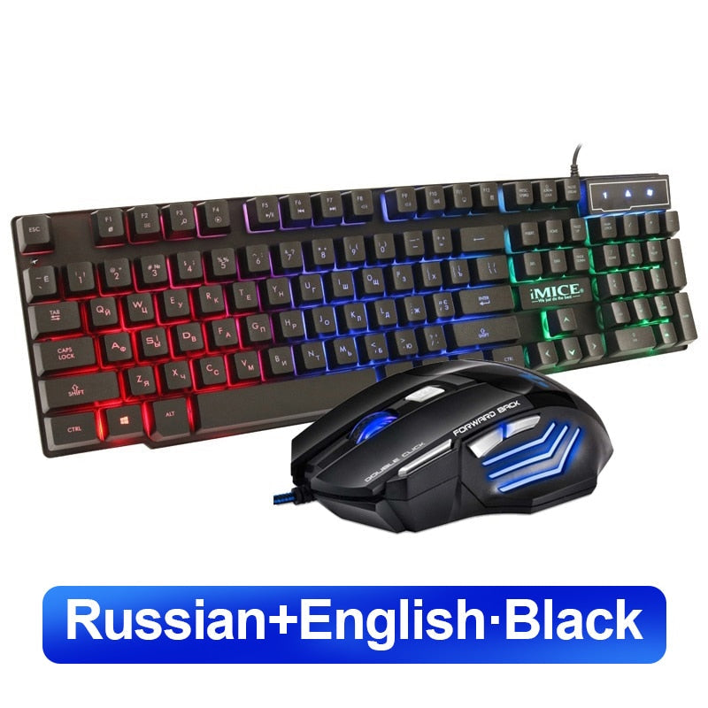 Gaming keyboard Wired Gaming Mouse Kit 104 Keycaps With RGB Backlight Russian keyboard Gamer Ergonomic Mause For PC Laptop - TIKIJTRONICS # 0