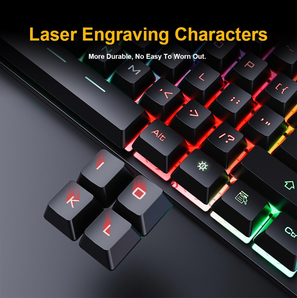 Gaming keyboard Wired Gaming Mouse Kit 104 Keycaps With RGB Backlight Russian keyboard Gamer Ergonomic Mause For PC Laptop - TIKIJTRONICS # 0