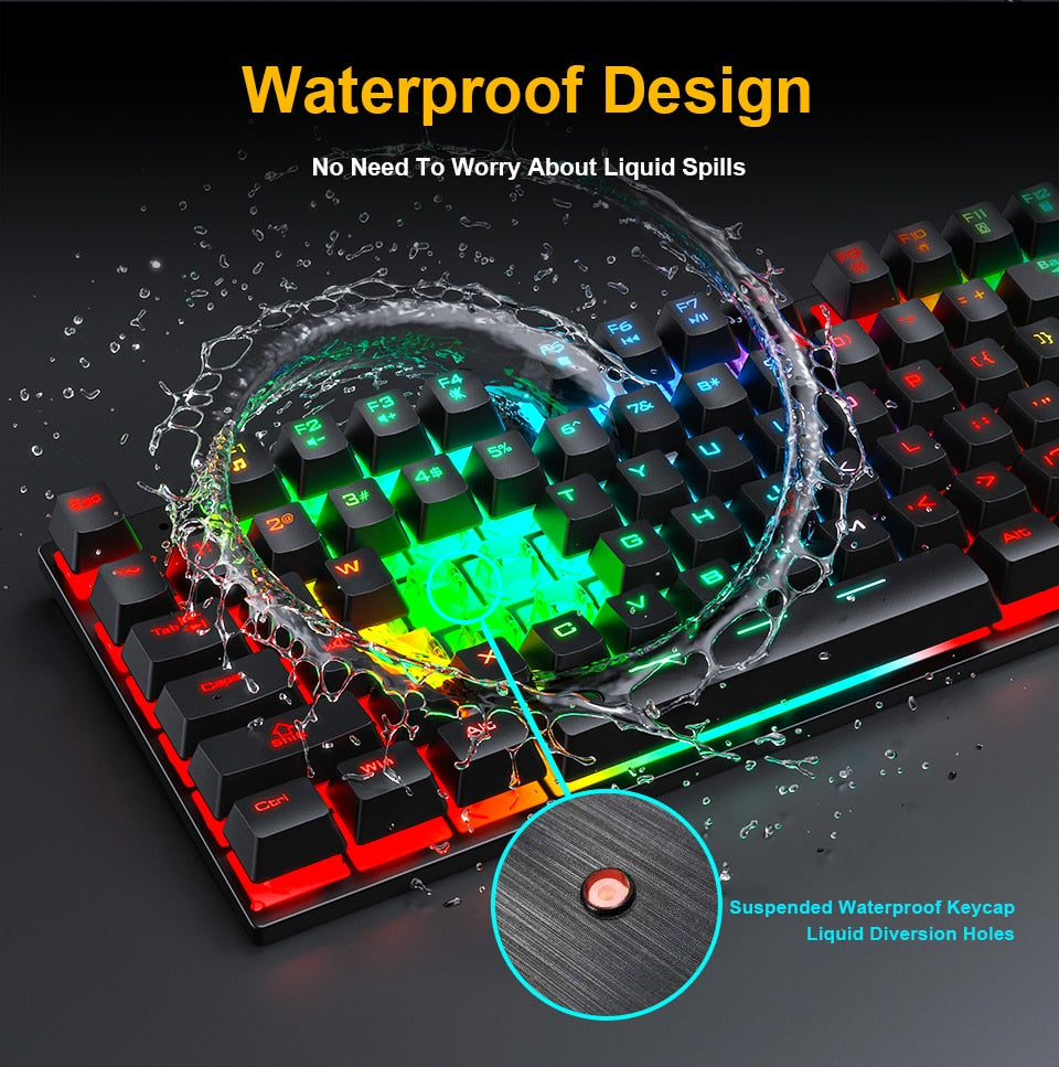 Gaming keyboard Wired Gaming Mouse Kit 104 Keycaps With RGB Backlight Russian keyboard Gamer Ergonomic Mause For PC Laptop - TIKIJTRONICS # 0