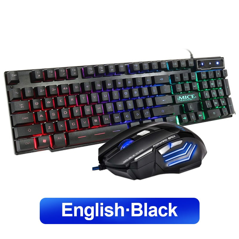 Gaming keyboard Wired Gaming Mouse Kit 104 Keycaps With RGB Backlight Russian keyboard Gamer Ergonomic Mause For PC Laptop - TIKIJTRONICS # 0