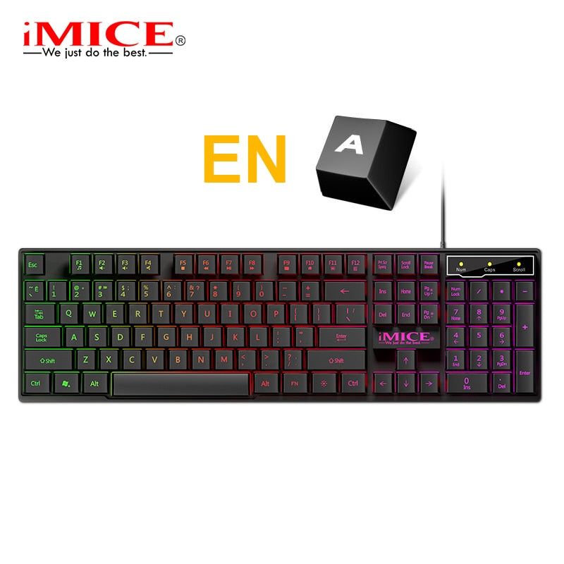 Gaming keyboard Wired Gaming Mouse Kit 104 Keycaps With RGB Backlight Russian keyboard Gamer Ergonomic Mause For PC Laptop - TIKIJTRONICS # 0