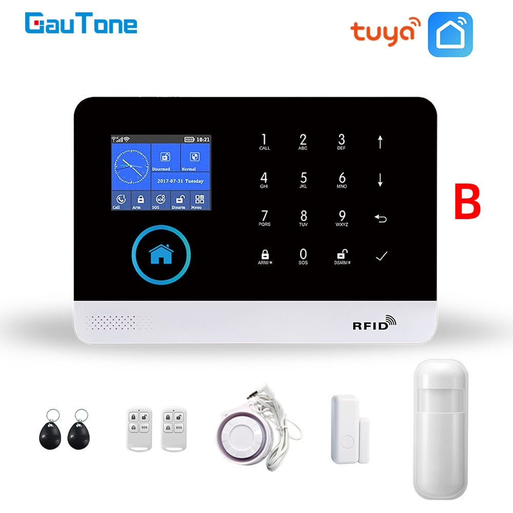 GauTone WiFi GSM Alarm System Tuya Smart Life App Control for Home Security with IP Camera RFID Card Security Alarm Smart House - TIKIJTRONICS # 0