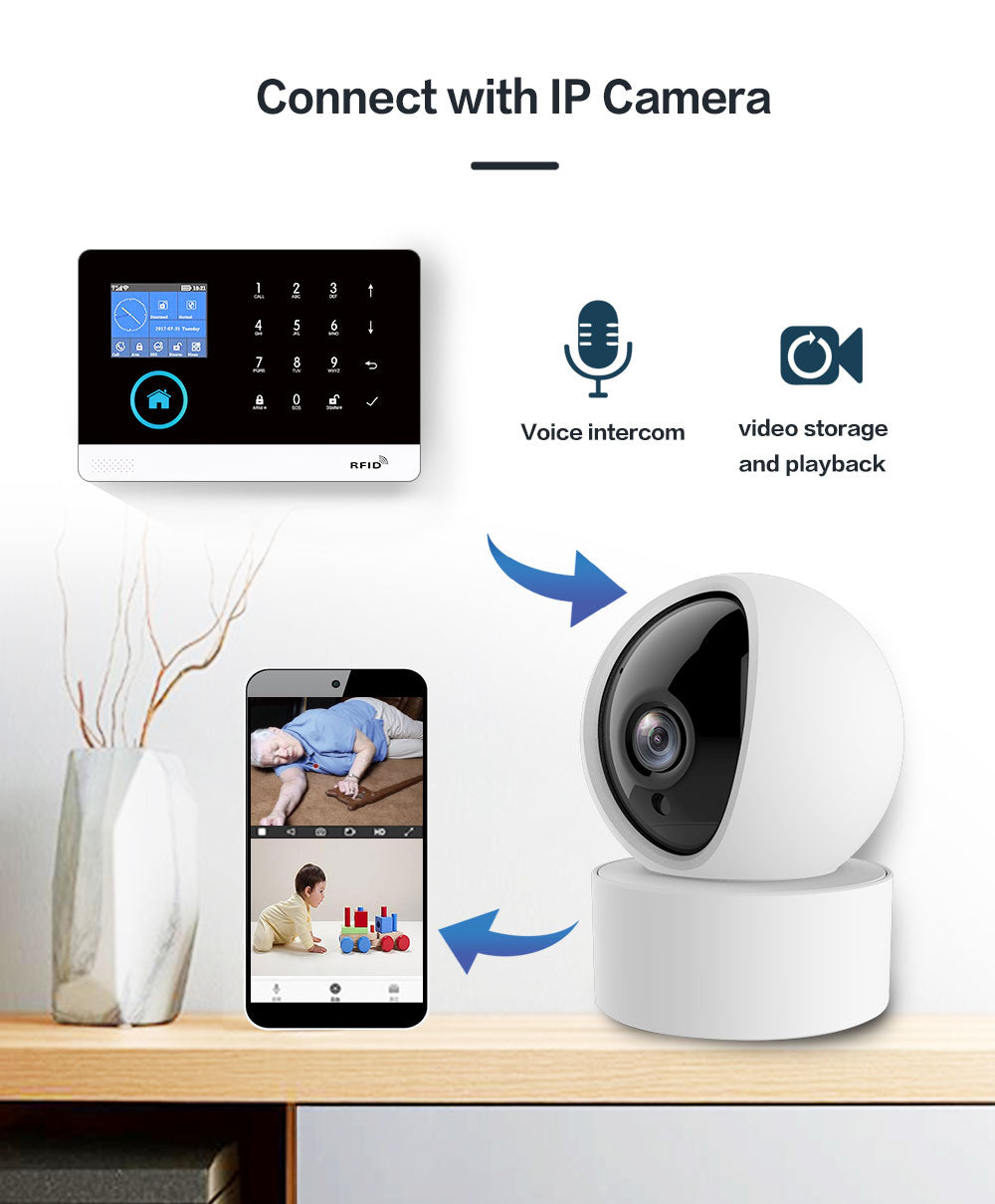 GauTone WiFi GSM Alarm System Tuya Smart Life App Control for Home Security with IP Camera RFID Card Security Alarm Smart House - TIKIJTRONICS # 0