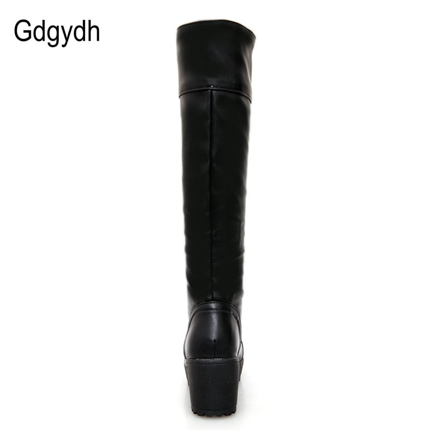 Gdgydh Large Size 43 Lace Up Knee High Boots Women Autumn Soft Leather Fashion White Square Heel Woman Shoes Winter Hot Sale - TIKIJTRONICS # 0