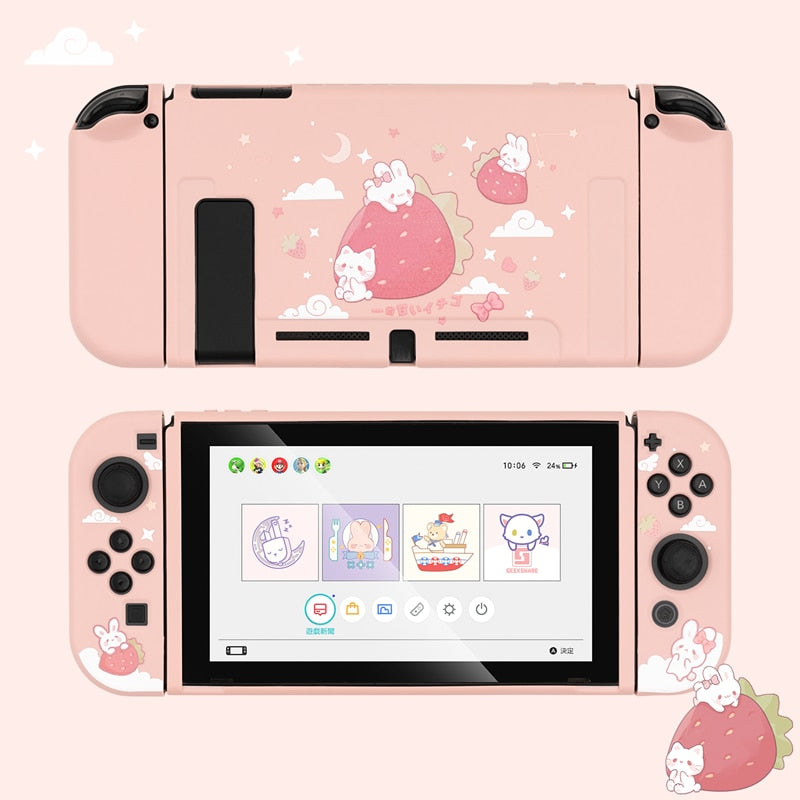 GeekShare Nintend Switch Case Cute Steamed Bread Rabbit Cartoon Soft Full Cover Back Girp Shell For Nintendo Switch Accessories.