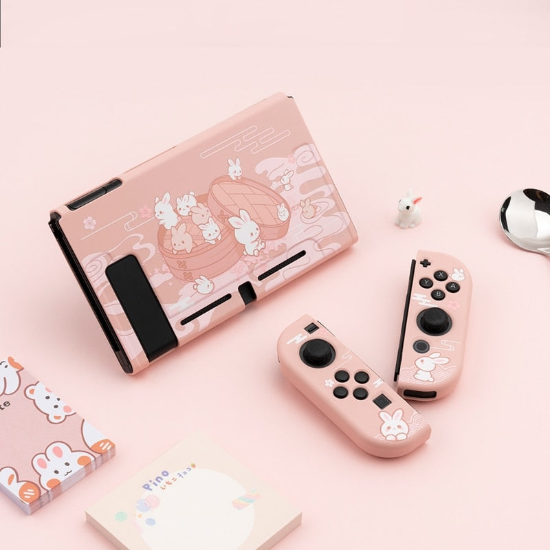 GeekShare Nintend Switch Case Cute Steamed Bread Rabbit Cartoon Soft Full Cover Back Girp Shell For Nintendo Switch Accessories.