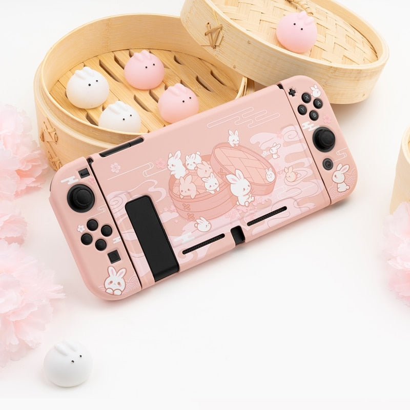 GeekShare Nintend Switch Case Cute Steamed Bread Rabbit Cartoon Soft Full Cover Back Girp Shell For Nintendo Switch Accessories - TIKIJTRONICS # 0