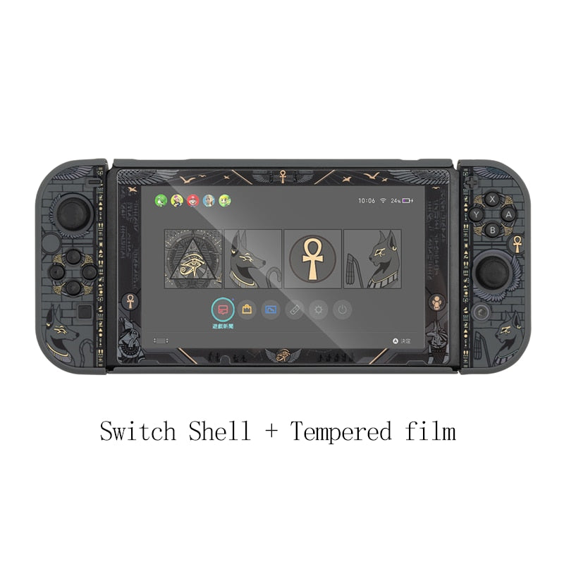 GeekShare Nintendo Switch Case Mysterious Egypt Pharaoh Black Split Hard Cover Back Girp Shell For Nintend Switch Accessories - TIKIJTRONICS # 0