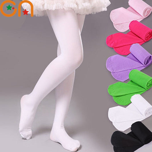 Girls Ballet Dance Pantyhose Children A Thin Section Fashion Velvet Tights Baby Solid Black White Stockings For 0-15Y Kids CN - TIKIJTRONICS # 0