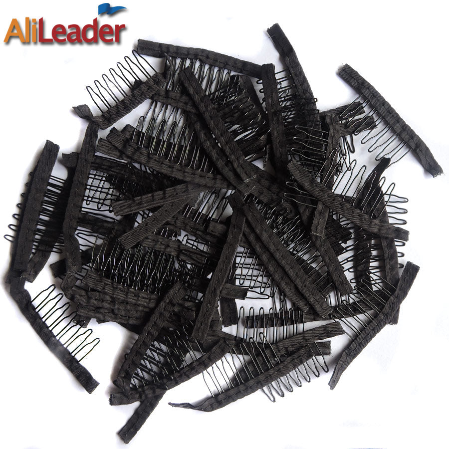 Good Quality 10-100Pcs 7 Theeth Stainless Steel Wig Combs For Wig Caps Wig Clips For Hair Extensions Strong Black Lace Hair Comb - TIKIJTRONICS # 0