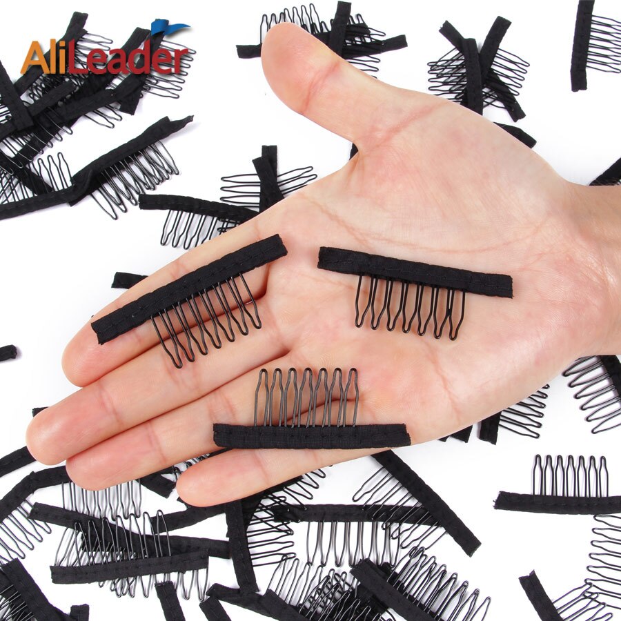 Good Quality 10-100Pcs 7 Theeth Stainless Steel Wig Combs For Wig Caps Wig Clips For Hair Extensions Strong Black Lace Hair Comb - TIKIJTRONICS # 0