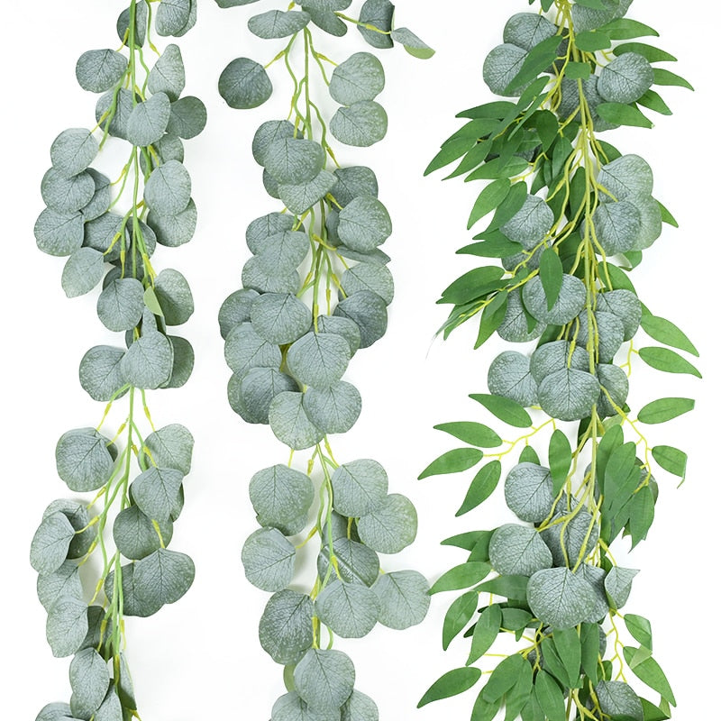 Green Eucalyptus Leaves Garland Wisteria Artificial Flowers Rattan Fake Plant Silk Leaf Vines For Wedding Birthday Party Decor - TIKIJTRONICS 0 SPECIFICATIONSis_customized: NoPlant Style: VINEPlacement: HangingOrigin: Mainland ChinaNumber of Pcs: as picMaterial: RattanCN: ZhejiangBrand Name: WNYZQ TIKIJTRONICS  (Store description)