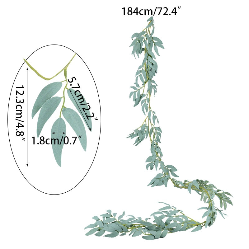 Green Eucalyptus Leaves Garland Wisteria Artificial Flowers Rattan Fake Plant Silk Leaf Vines For Wedding Birthday Party Decor - TIKIJTRONICS 0 SPECIFICATIONSis_customized: NoPlant Style: VINEPlacement: HangingOrigin: Mainland ChinaNumber of Pcs: as picMaterial: RattanCN: ZhejiangBrand Name: WNYZQ TIKIJTRONICS  (Store description)