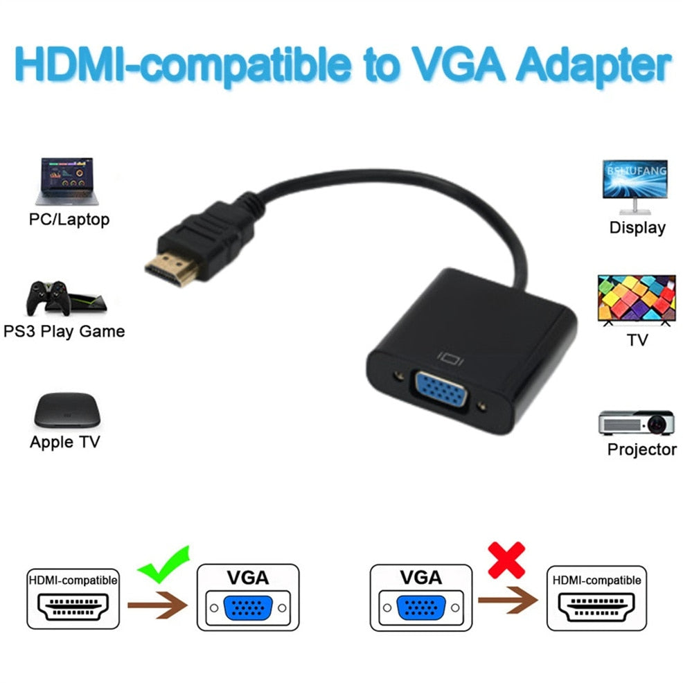 HD 1080P HDMI To VGA Converter HDMI Cable With Audio Power Supply HDMI Male To VGA Female Adapter For PS4 TV Box xbox TV Laptop - TIKIJTRONICS # 0