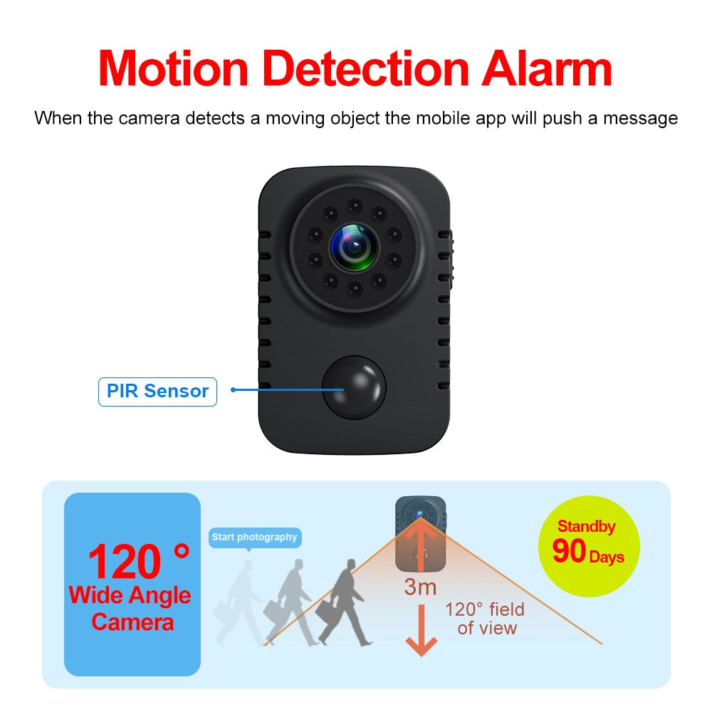 HD Mini Body Camera Wireless 1080P Security Pocket Cameras Motion Activated Small Nanny Cam for Cars Standby PIR Espia Webcam - TIKIJTRONICS 0 SPECIFICATIONSType: MiniSensor Technology: CMOSPackage: YesOrigin: Mainland ChinaModel Number: MD29Memory Card Type: MicroSD / TFHigh Definition Support: 1080P (Full-HD)Certification: CE,FCCBuilt-in Memory Size: NonBrand Name: YNMEE TIKIJTRONICS  (Store description)