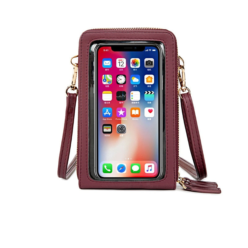 HOT Transparent Touchable Cell Phone Pocket Women's Shoulder Bag Pu Leather Ladies Crossbody Bags Female Small Handbag Purse - Premium 0 from TIKIJTRONICS - Just $12.20! Shop now at TIKIJTRONICS