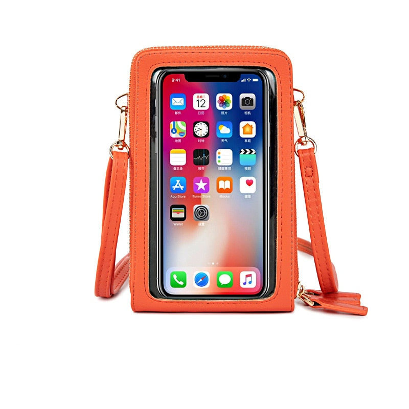 HOT Transparent Touchable Cell Phone Pocket Women's Shoulder Bag Pu Leather Ladies Crossbody Bags Female Small Handbag Purse - Premium 0 from TIKIJTRONICS - Just $12.20! Shop now at TIKIJTRONICS