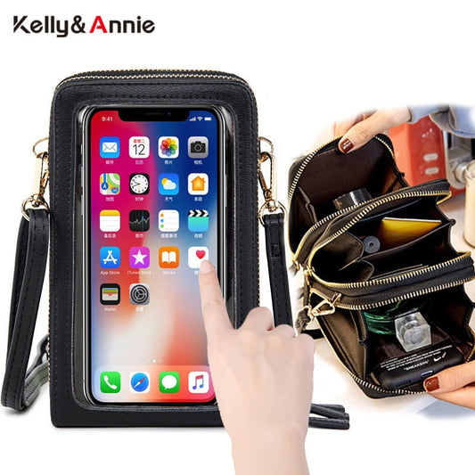 HOT Transparent Touchable Cell Phone Pocket Women's Shoulder Bag Pu Leather Ladies Crossbody Bags Female Small Handbag Purse - Premium 0 from TIKIJTRONICS - Just $12.20! Shop now at TIKIJTRONICS