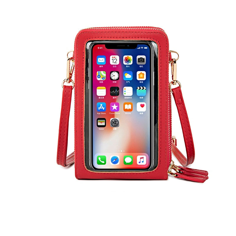 HOT Transparent Touchable Cell Phone Pocket Women's Shoulder Bag Pu Leather Ladies Crossbody Bags Female Small Handbag Purse - Premium 0 from TIKIJTRONICS - Just $12.20! Shop now at TIKIJTRONICS