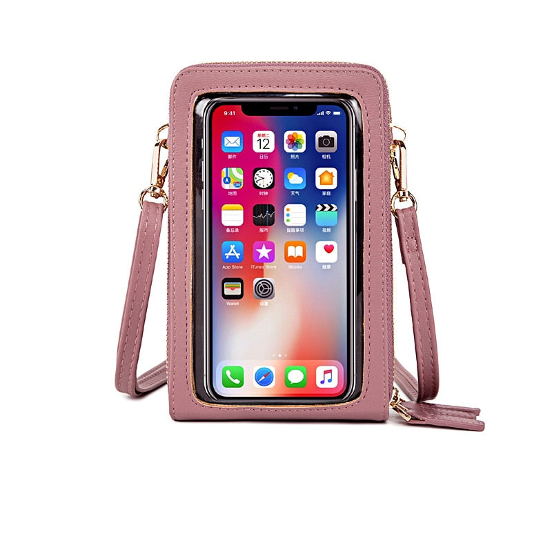 HOT Transparent Touchable Cell Phone Pocket Women's Shoulder Bag Pu Leather Ladies Crossbody Bags Female Small Handbag Purse - Premium 0 from TIKIJTRONICS - Just $12.20! Shop now at TIKIJTRONICS