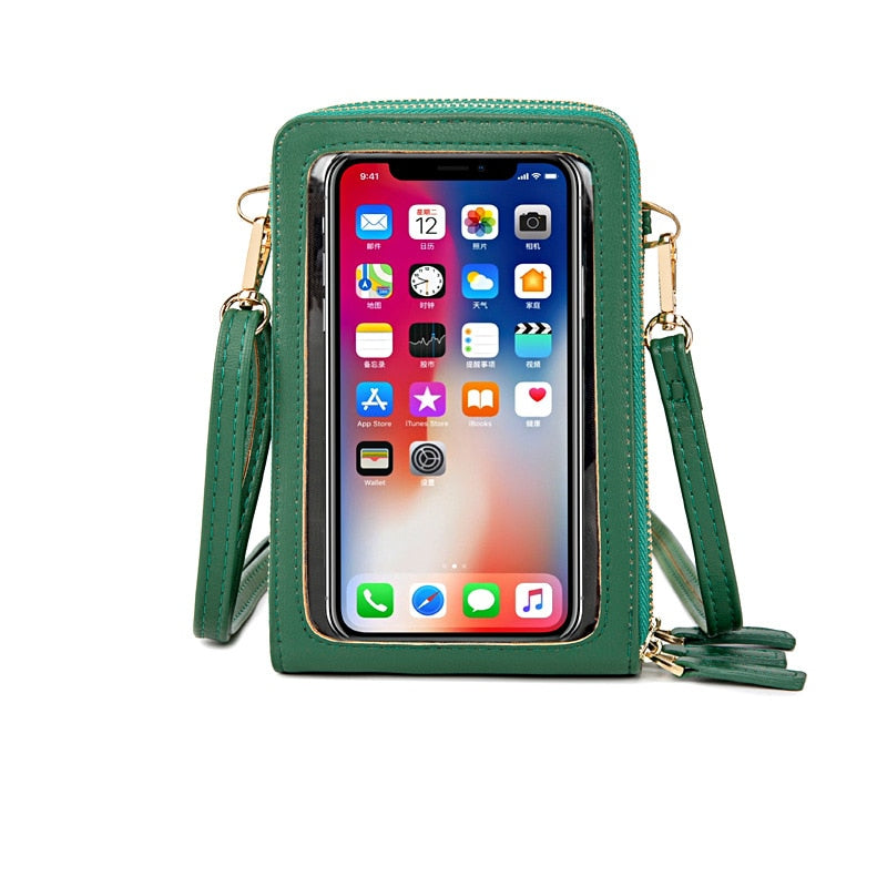 HOT Transparent Touchable Cell Phone Pocket Women's Shoulder Bag Pu Leather Ladies Crossbody Bags Female Small Handbag Purse - Premium 0 from TIKIJTRONICS - Just $12.20! Shop now at TIKIJTRONICS