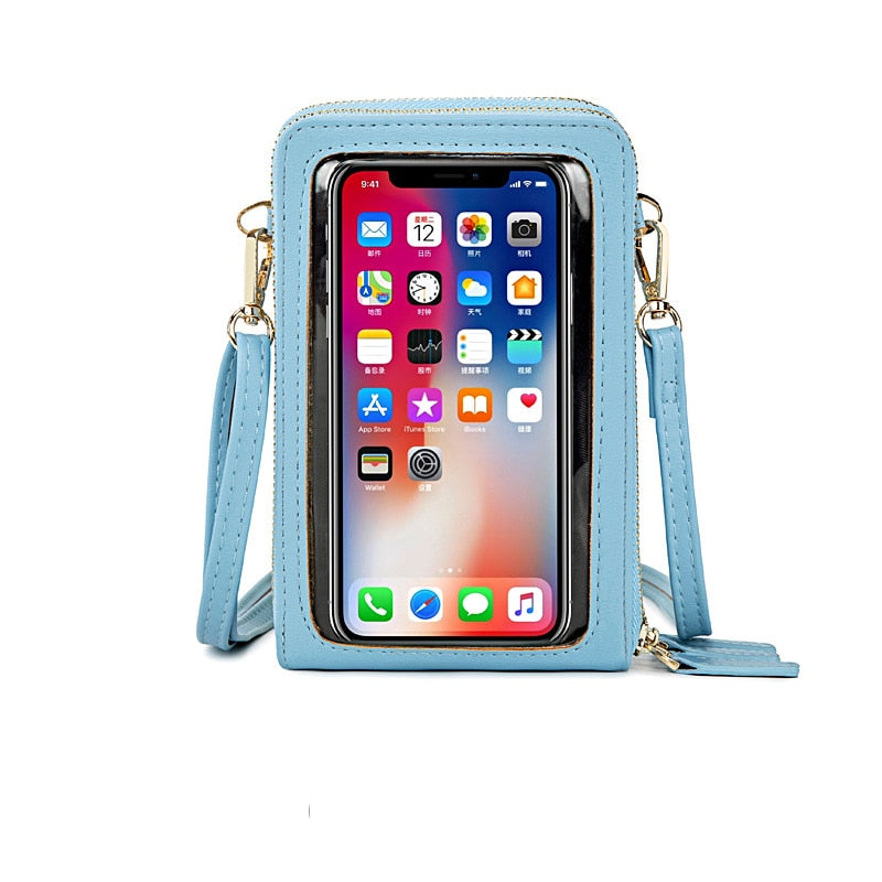 HOT Transparent Touchable Cell Phone Pocket Women's Shoulder Bag Pu Leather Ladies Crossbody Bags Female Small Handbag Purse - Premium 0 from TIKIJTRONICS - Just $12.20! Shop now at TIKIJTRONICS