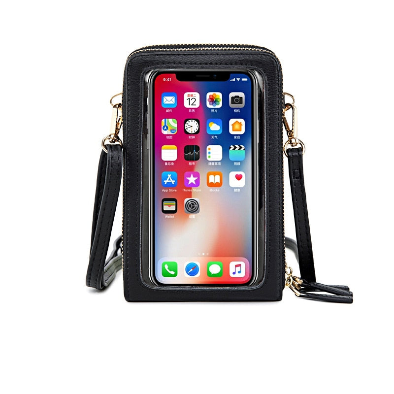 HOT Transparent Touchable Cell Phone Pocket Women's Shoulder Bag Pu Leather Ladies Crossbody Bags Female Small Handbag Purse - Premium 0 from TIKIJTRONICS - Just $12.20! Shop now at TIKIJTRONICS