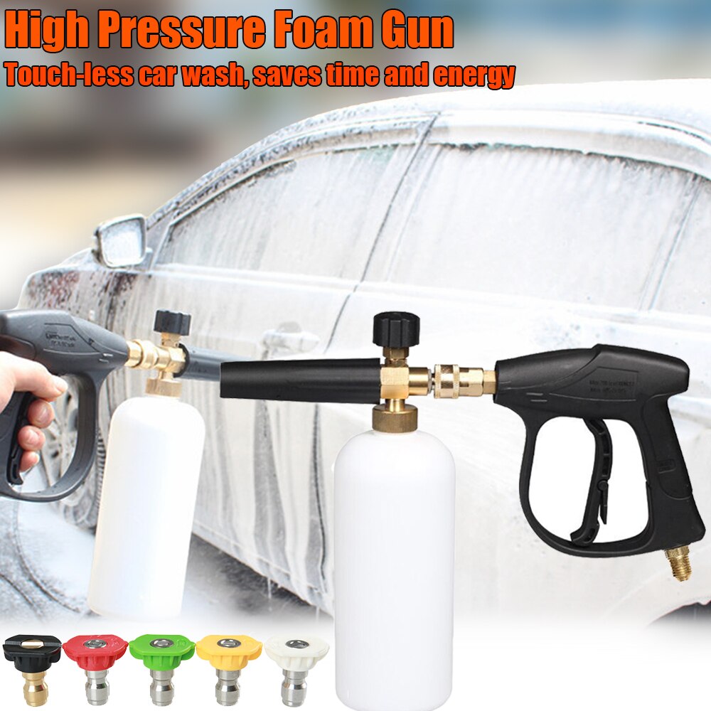 1L Car Washer Jet Adjustable Snow Foam Lance 1/4" Quick Release with 5 Nozzles for Car Washer Water Gun Cleaning Tools - TIKIJTRONICS 0 SPECIFICATIONSWith Water Pipes: NoWater Spray Type: Water ColumnSuits: M22 14MMOrigin: Mainland ChinaNozzle Material: CopperModel Number: ACCT062-03Interface Material: CopperHandle Type: Finger TypeBody Material: Engineering Plastic TIKIJTRONICS  (Store description)