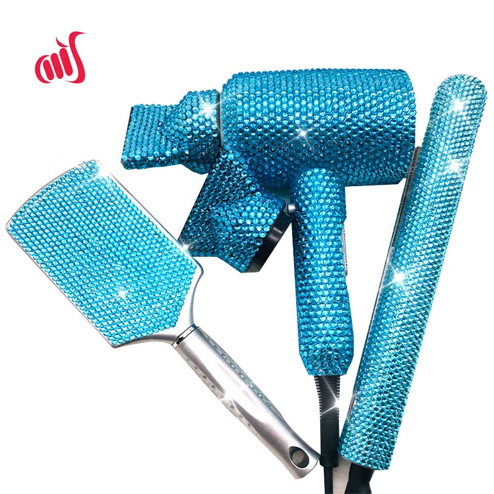 Hair Styling tools 3 Piece Set Bling Rhinestone Hair Dryer Hair Straightener Wig Brush Hot tools - TIKIJTRONICS # 0