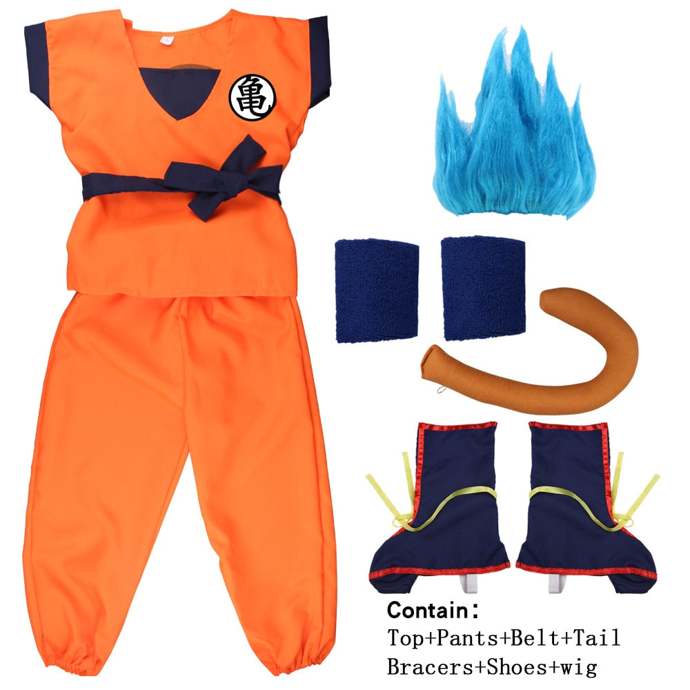 Halloween Adult Kids Suits Son Goku Gui Carnival Anime Cosplay Holiday Costumes Tail  Wrister Wig Blue Gold Children Dress Up - TIKIJTRONICS 0 SPECIFICATIONSSpecial Use: CostumesSource Type: Movie & TVOrigin: Mainland ChinaModel Number: ZA-304Material: PolyesterItem Type: SetsGender: UnisexDepartment Name: ChildrenComponents: Jumpsuits & Rompers,HeadgearCharacters: Goku-GuiCN: Zhejiang TIKIJTRONICS  (Store description)