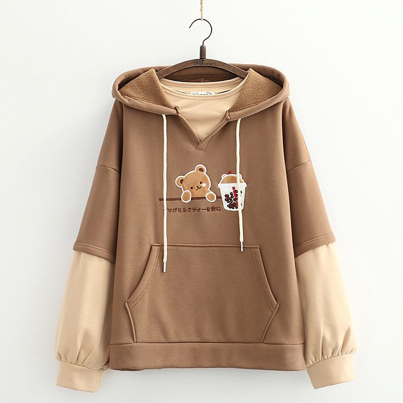 Harajuku Fashion Women Hoodies Winter Clothes Kawaii Fleece Cute Bear Anime Sweatshirt Teen Girls Aesthetic Long Sleeve Pullover - TIKIJTRONICS # 0