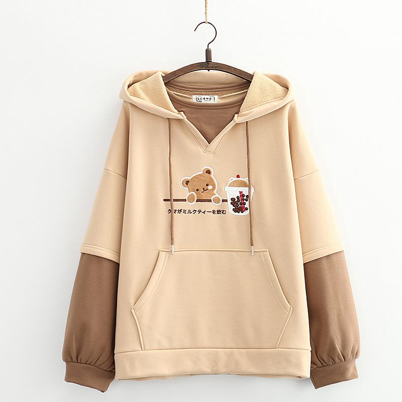 Harajuku Fashion Women Hoodies Winter Clothes Kawaii Fleece Cute Bear Anime Sweatshirt Teen Girls Aesthetic Long Sleeve Pullover - TIKIJTRONICS # 0