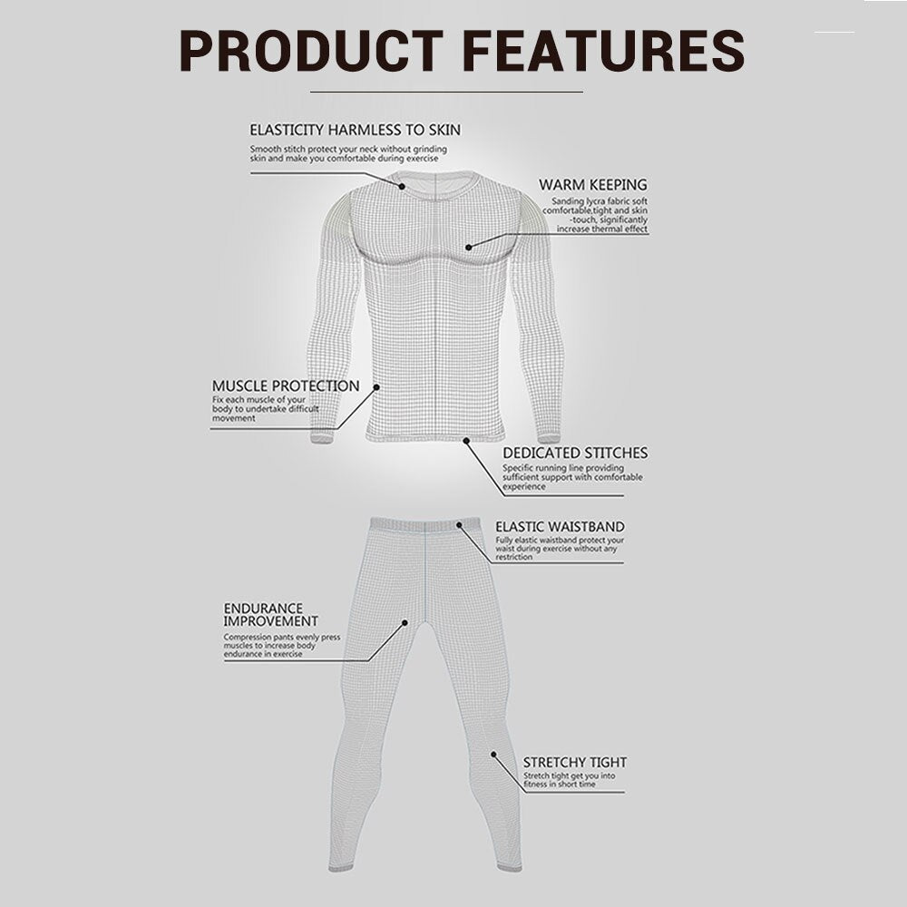 Herobiker Winter Men Fleece Lined Thermal Underwear Set Motorcycle Skiing Base Layer Warm Shirts & Tops Bottom Suit 3 Colour - Premium 0 from TIKIJTRONICS - Just $22.35! Shop now at TIKIJTRONICS