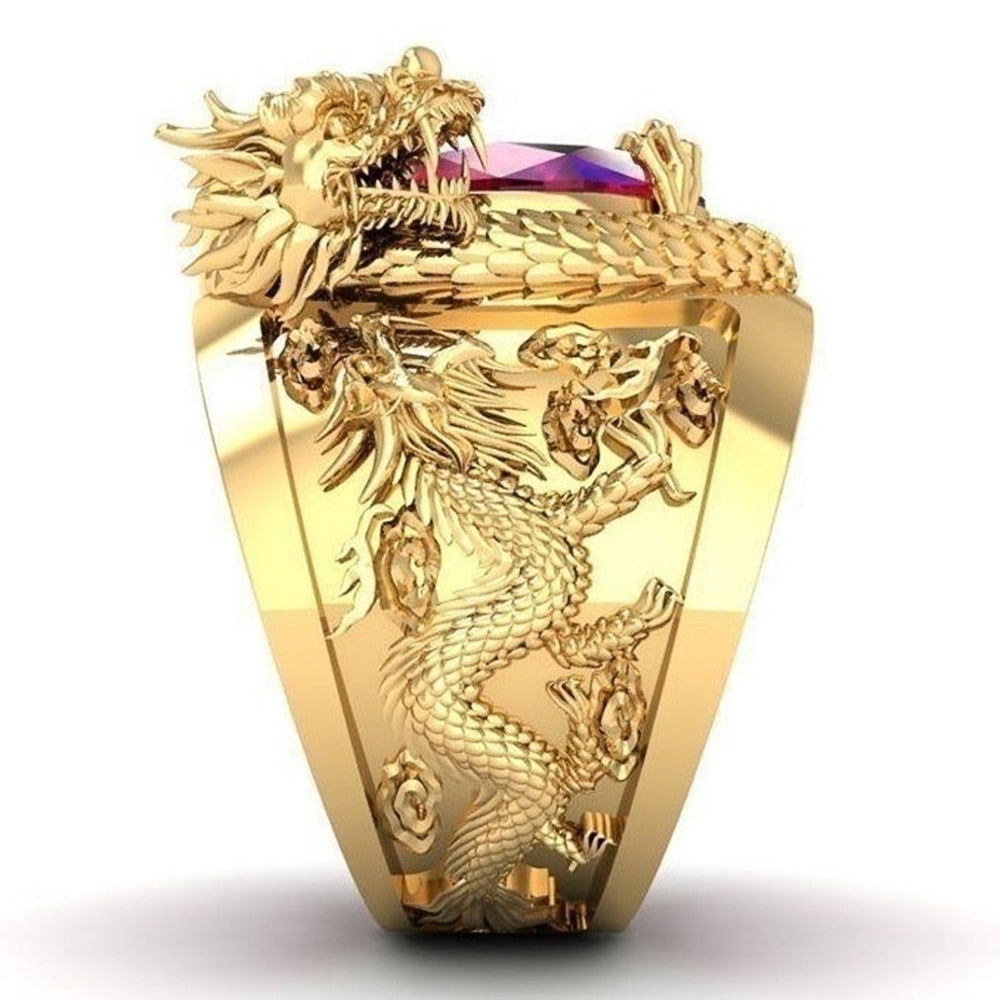 Huitan Luxury Gold Color Dragon Pattern Men Rings Inlaid Big Oval Red Stone Noble Wedding Party Finger Rings Male Trendy Jewelry - TIKIJTRONICS 0 SPECIFICATIONSStyle: TRENDYShape\pattern: GeometricSetting Type: Prong SettingRings Type: Wedding BandsOrigin: Mainland ChinaOccasion: WeddingModel Number: H172Metals Type: Zinc alloyMaterial: Cubic ZirconiaItem Type: RingsGender: MenFine or Fashion: FashionCompatibility: All CompatibleBrand Name: Huitan TIKIJTRONICS  (Store description)