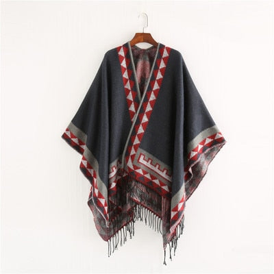 Imitation Cashmere Women Luxury Ponchos Y Capas Mujer Scarf Winter Pashmina Shawl Scarve Wrap Chales Femme Thick Blanket Stole - TIKIJTRONICS # 0