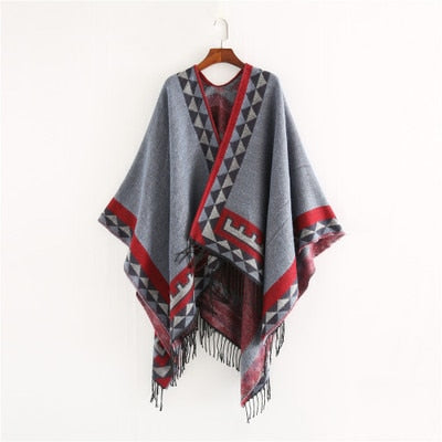 Imitation Cashmere Women Luxury Ponchos Y Capas Mujer Scarf Winter Pashmina Shawl Scarve Wrap Chales Femme Thick Blanket Stole - TIKIJTRONICS # 0